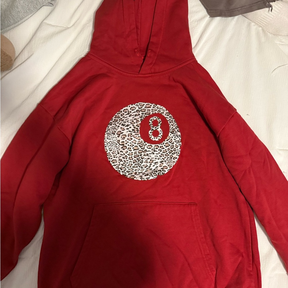 Red Hoodie with Leopard Print Design